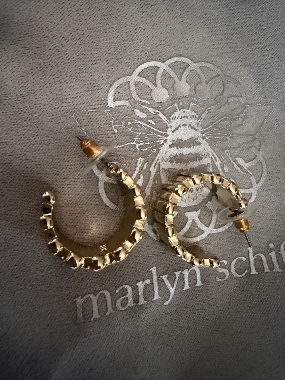 Marlyn Schiff Gold Ribbed Hoop Earrings